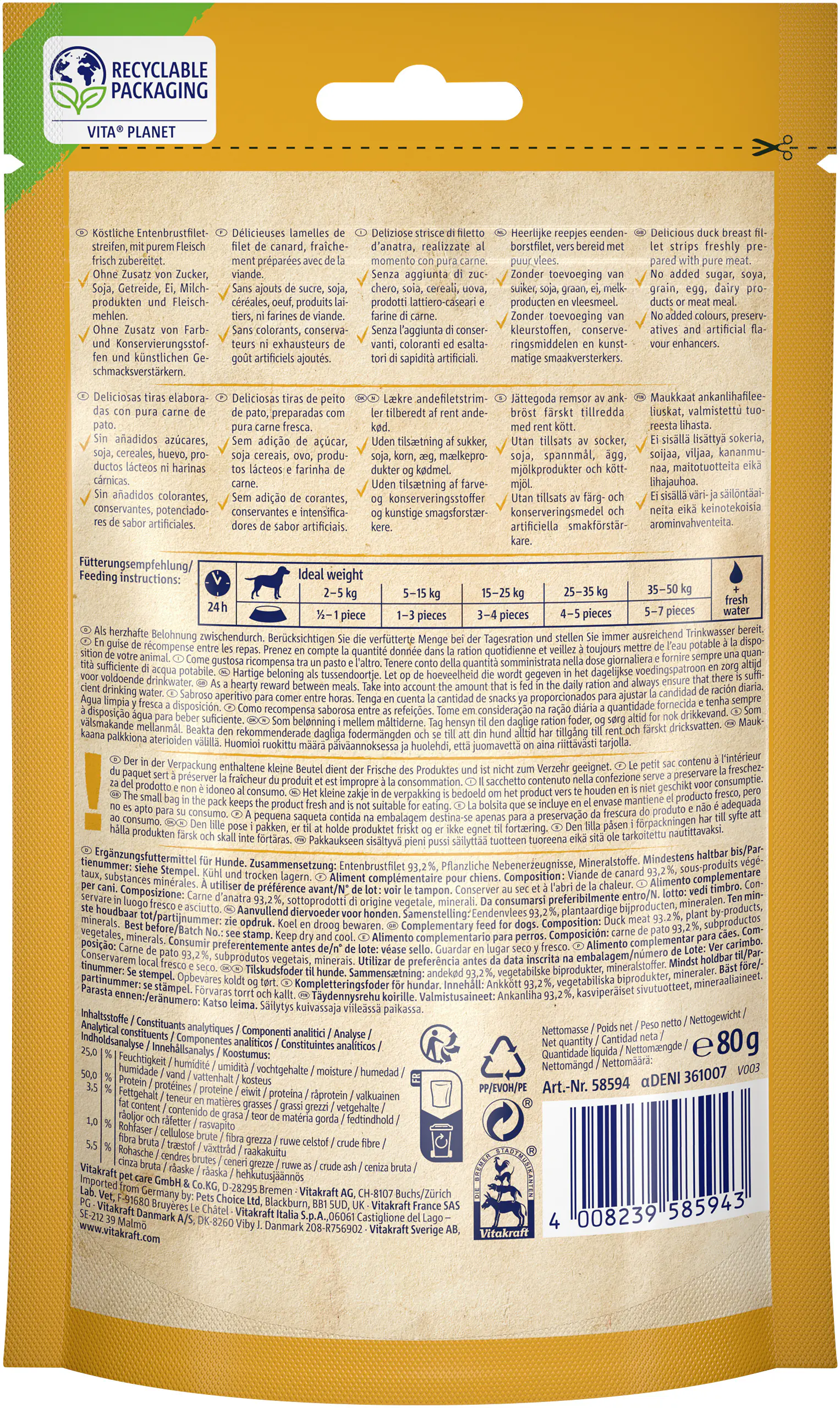 Vitakraft DUCK Entenfleischstreifen 80 g