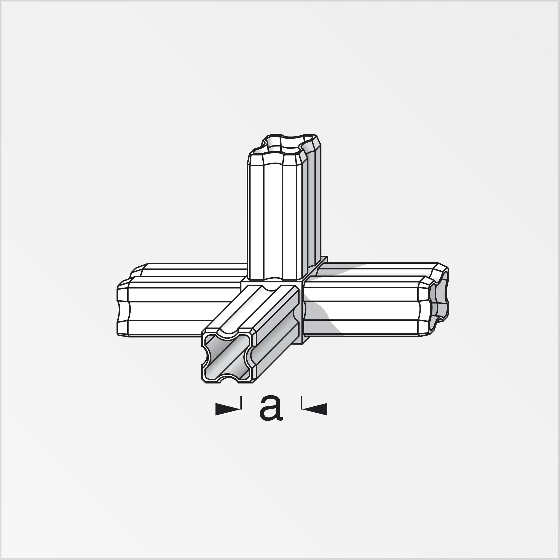 alfer Knoten-Verbinder 90º, 4 Zapfen 23.5 mm Kunststoff glatt schwarz