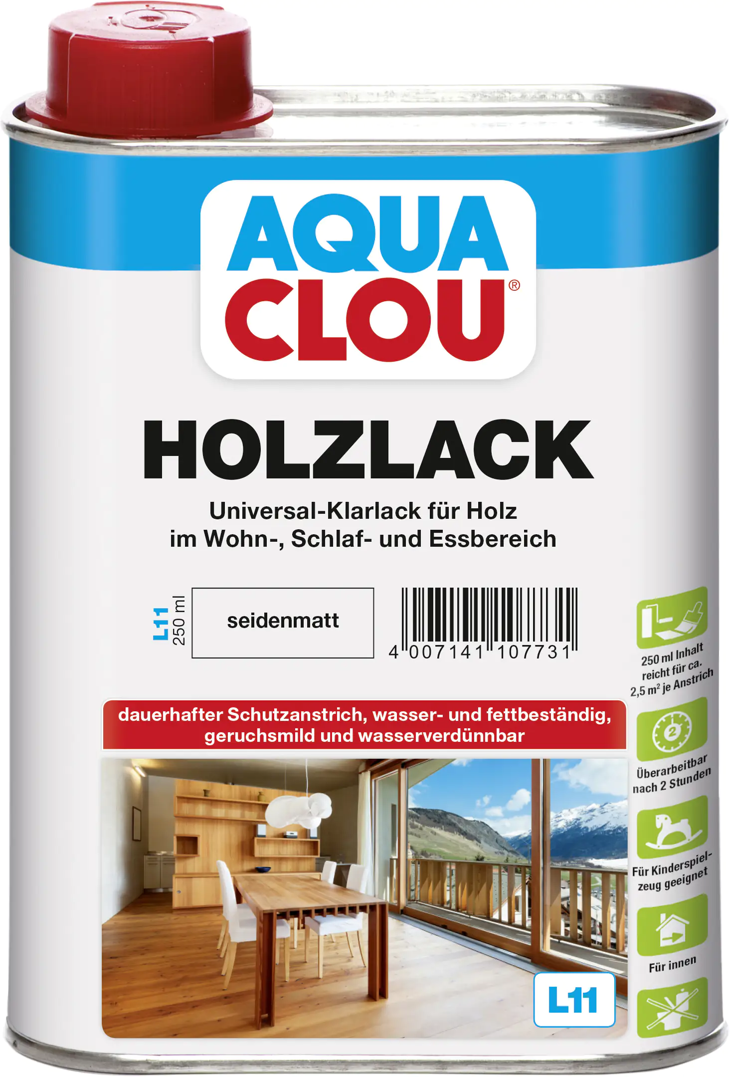 Aqua Clou Holzlack L11 250 ml seidenmatt