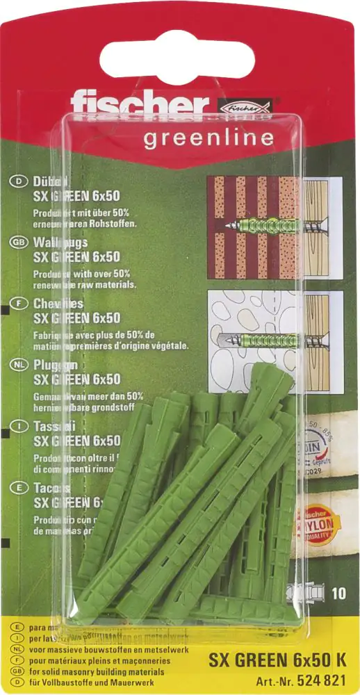 Fischer Spreizdübel SX green 6.0 x 50 mm - 10 Stück