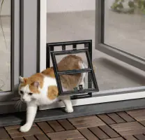 Primaster Katzenklappe für Fliegenschutzfenster 24 x 29 cm anthrazit