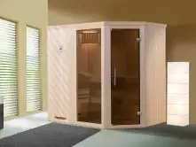 Weka Element-Ecksauna Varberg 1 mit Glastür & Fenster
