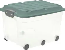 Rotho Aufbewahrungsbox Roller 6 mit Deckel & Rollen 59,5 x 40 cm 57 L mistletoe grün