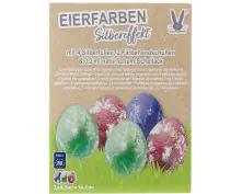 Eierfarben Silbereffekt 3 Farben mit Goldfolie, Schellack & Färbehandschuhe